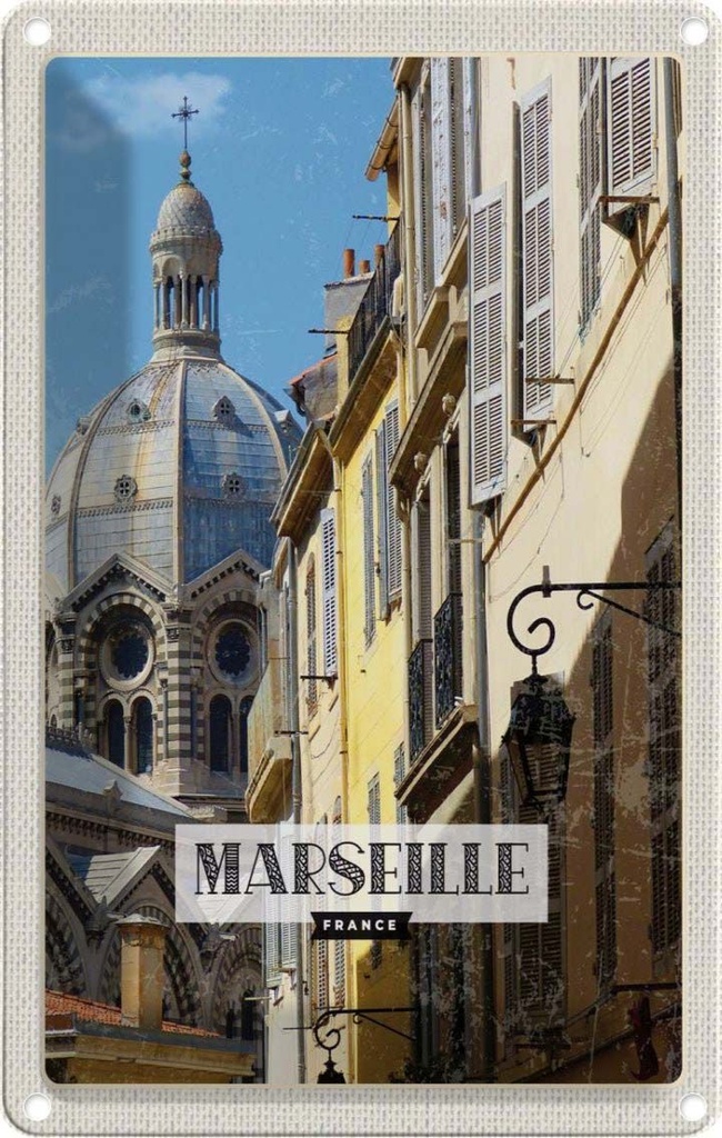 [LA-1782019] Blechschild 18x12 cm Marseille France Retro Altstadt Bildmotiv Reisemotiv Abenteuer Reisen Urlaub