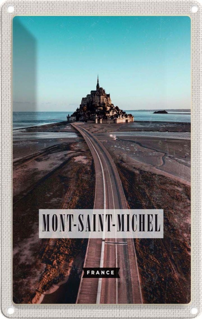 [LA-1782020] Blechschild 18x12 cm Mont-Saint-Michel France Reiseziel Bildmotiv Reisemotiv Abenteuer Reisen Urlaub
