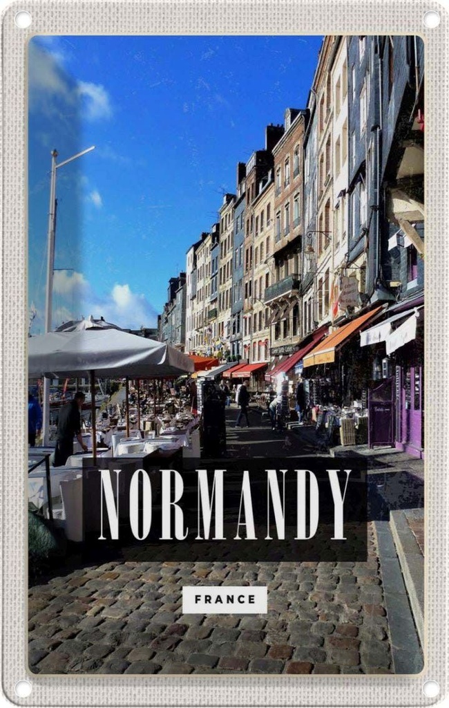 [LA-1782023] Blechschild 18x12 cm Normandy France Stadt Reiseziel Bildmotiv Reisemotiv Abenteuer Reisen Urlaub