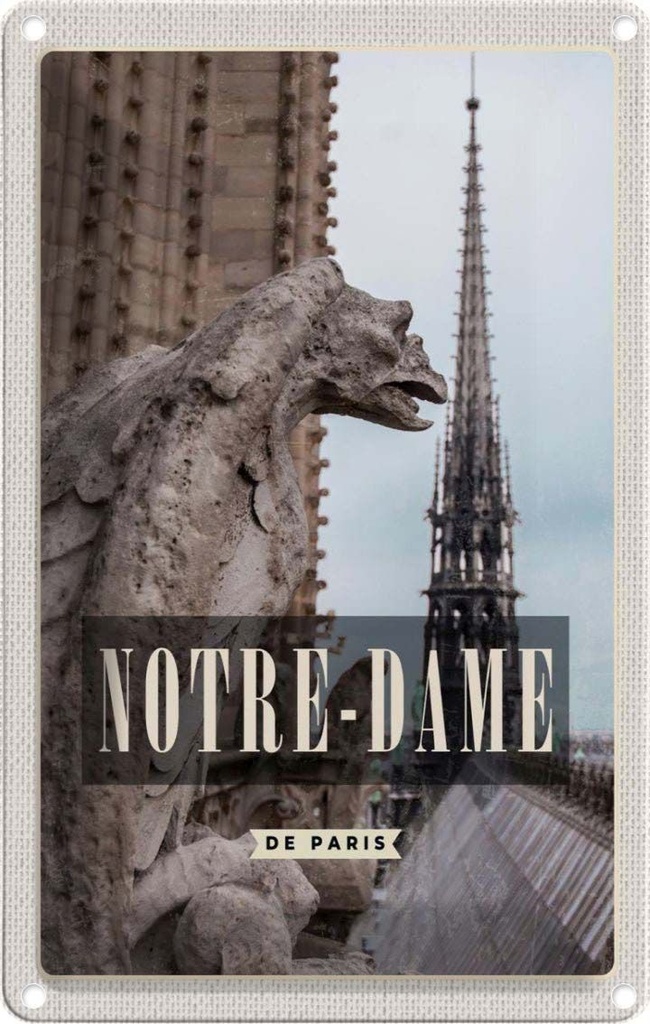 [LA-1782024] Blechschild 18x12 cm Notre-Dame de Paris Reiseziel Bildmotiv Reisemotiv Abenteuer Reisen Urlaub