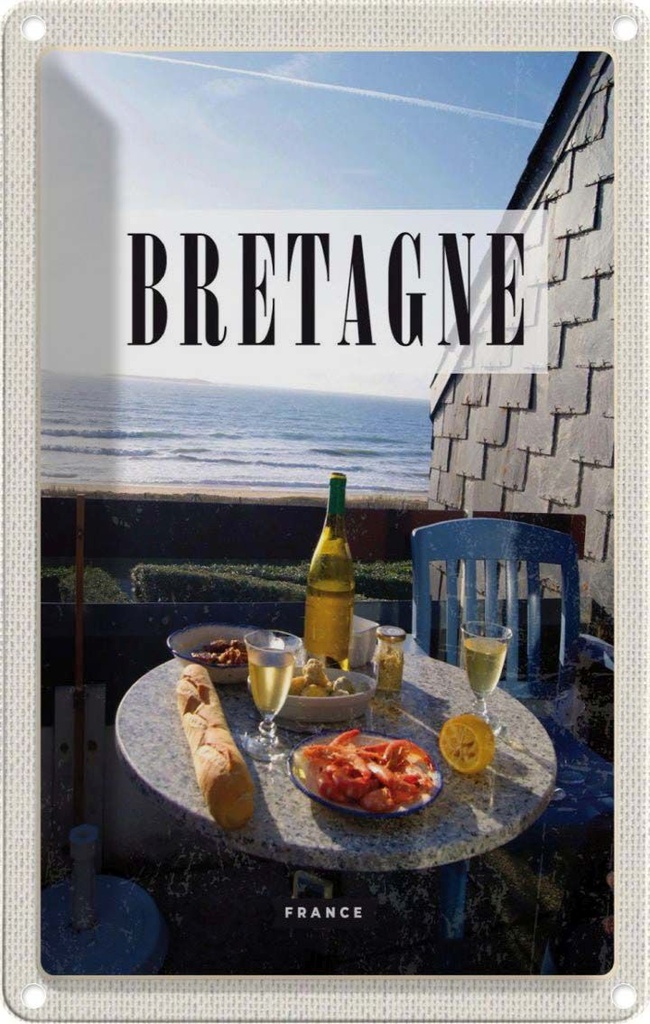 [LA-1782032] Blechschild 18x12 cm Bretagne DranceFrühstück Bildmotiv Reisemotiv Abenteuer Reisen Urlaub