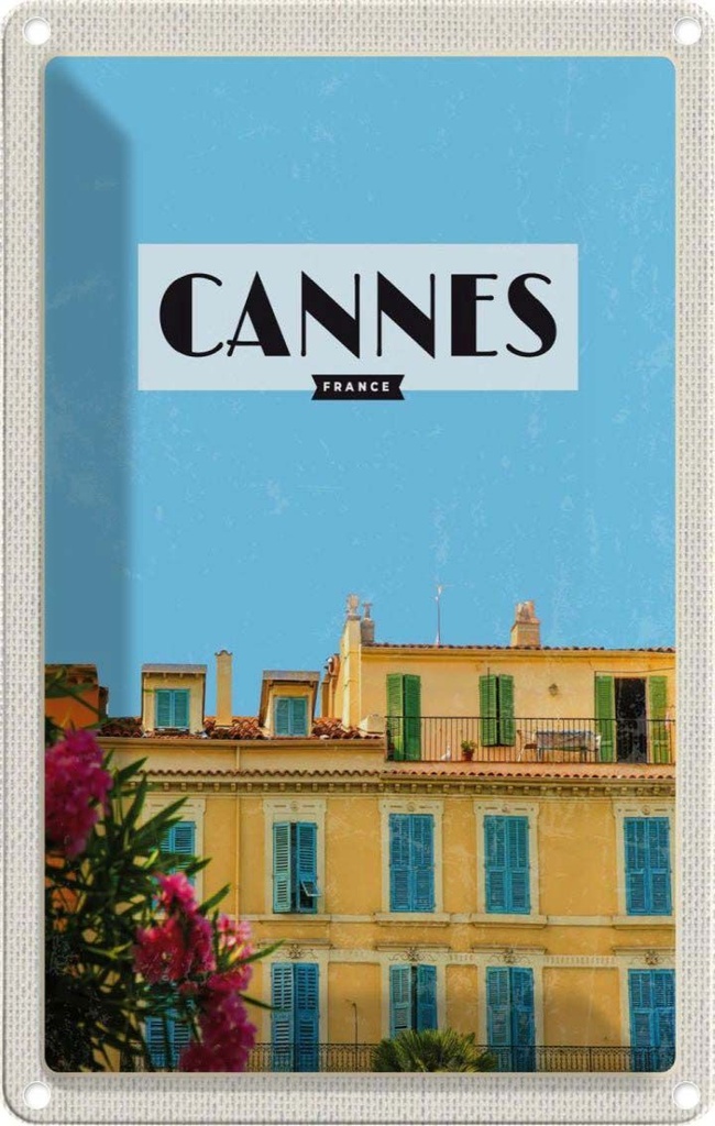 [LA-1782033] Blechschild 18x12 cm Cannes France Frankreich Tourismus Abenteuer Reisen Urlaub