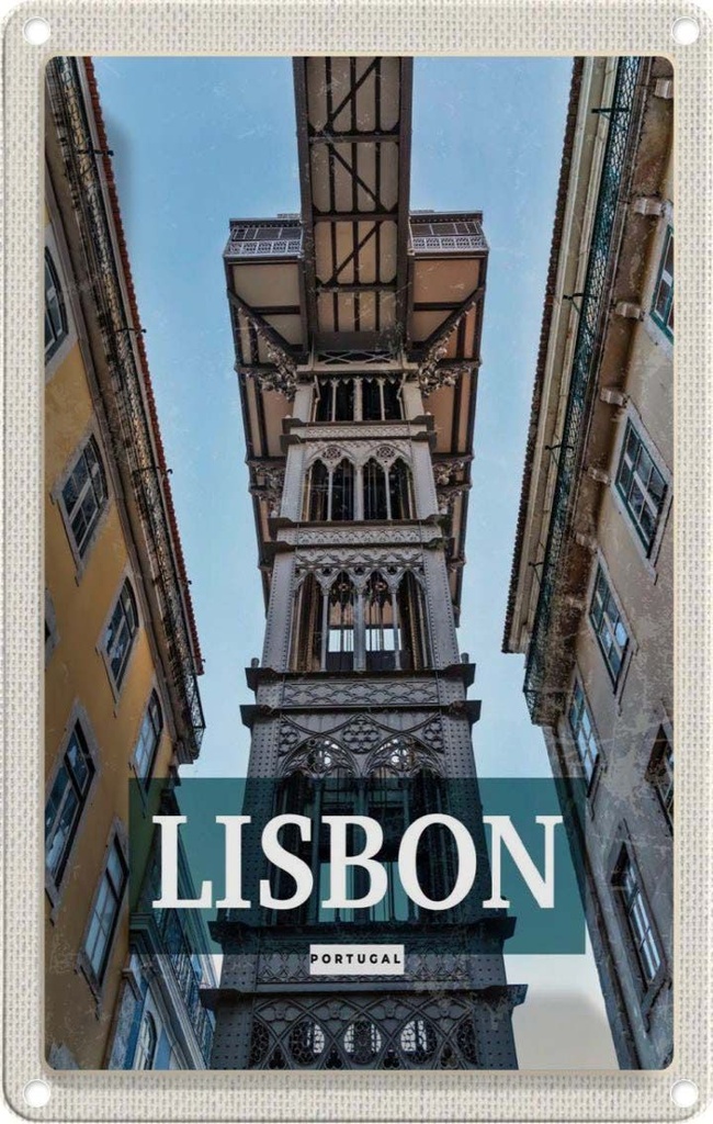 [LA-1782038] Blechschild 18x12 cm Lisbon Portugal Retro Tourismus Bildmotiv Reisemotiv Abenteuer Reisen Urlaub