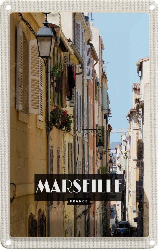 [LA-1782041] Blechschild 18x12 cm Marseille France Altstadt Geschenk Bildmotiv Reisemotiv Abenteuer Reisen Urlaub