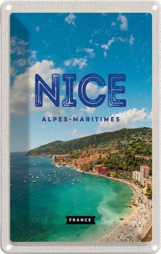 [LA-1782043] Blechschild 18x12 cm Nice Alpes-Maritimes Panorama Bild Bildmotiv Reisemotiv Abenteuer Reisen Urlaub