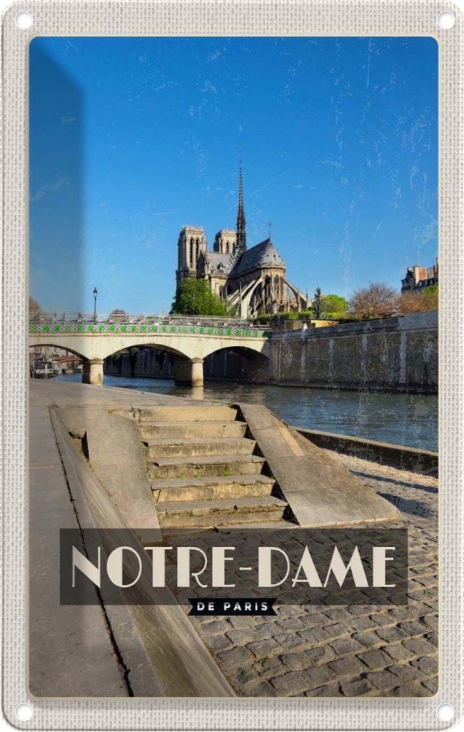 [LA-1782045] Blechschild 18x12 cm Notre - Dame Paris Tourismus Bildmotiv Reisemotiv Abenteuer Reisen Urlaub