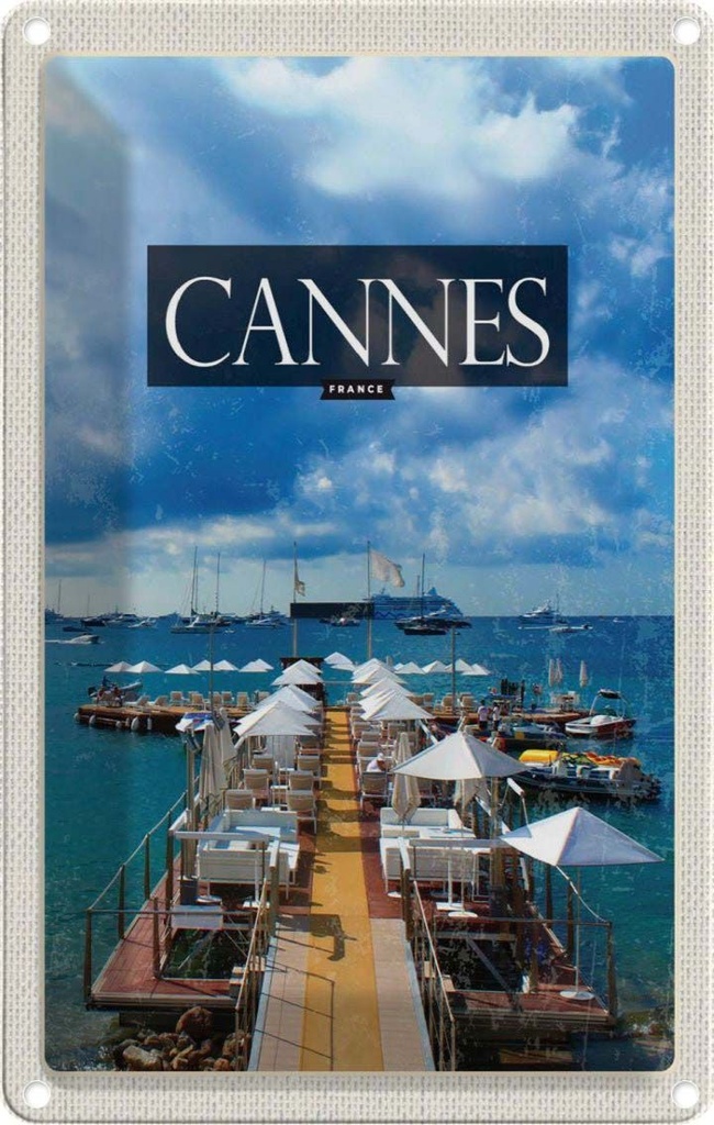 [LA-1782051] Blechschild 18x12 cm Cannes FranceRetro Bildmotiv Reisemotiv Abenteuer Reisen Urlaub