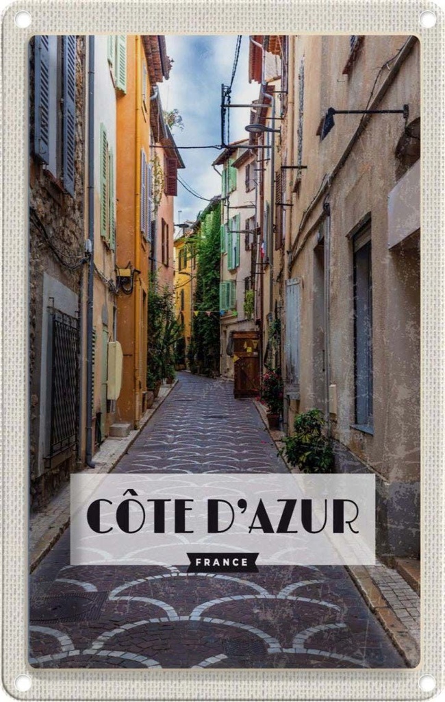[LA-1782052] Blechschild 18x12 cm cote d'azur Mittelmeerküste Bildmotiv Reisemotiv Abenteuer Reisen Urlaub
