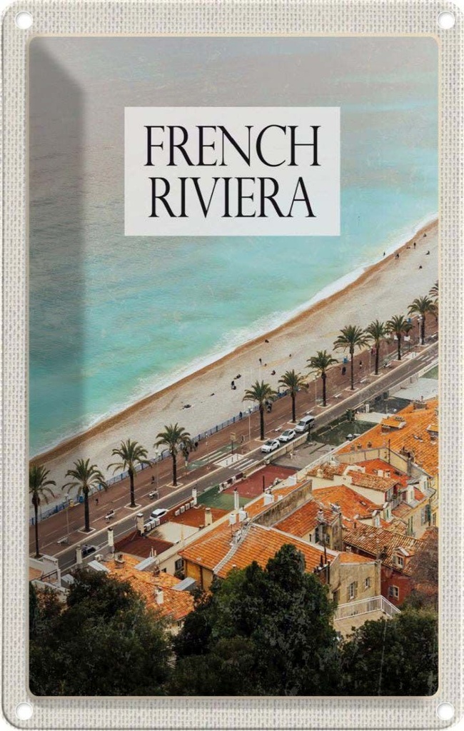 [LA-1782054] Blechschild 18x12 cm French Riviera Mittelmeerküste Bildmotiv Reisemotiv Abenteuer Reisen Urlaub