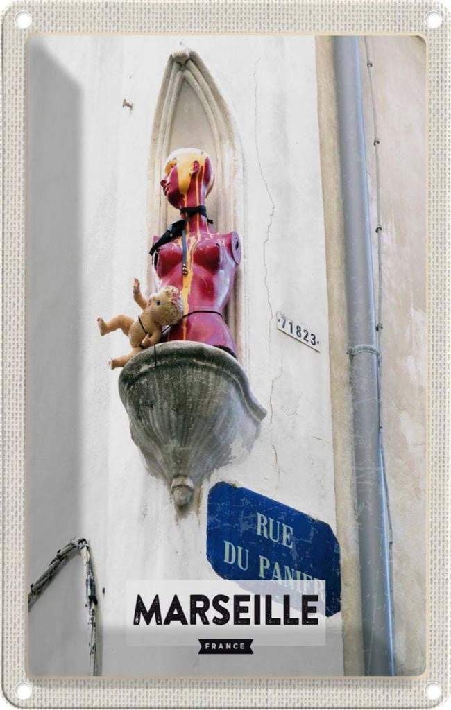 [LA-1782058] Blechschild 18x12 cm Marseille France rue du panier Bildmotiv Reisemotiv Abenteuer Reisen Urlaub
