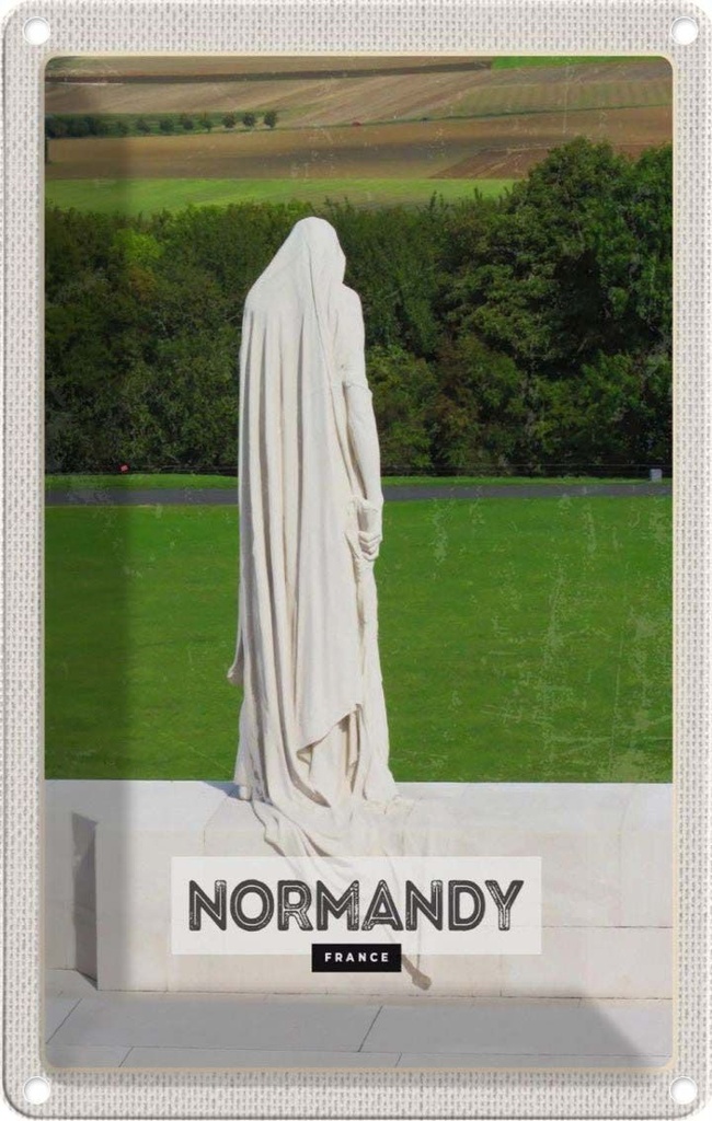 [LA-1782060] Blechschild 18x12 cm Normandy France Skulptur Geschenk Bildmotiv Reisemotiv Abenteuer Reisen Urlaub