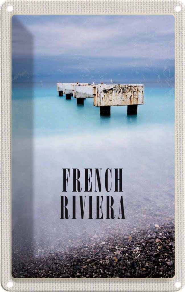 [LA-1782069] Blechschild 18x12 cm French RivieraPoster Retro Bildmotiv Reisemotiv Abenteuer Reisen Urlaub