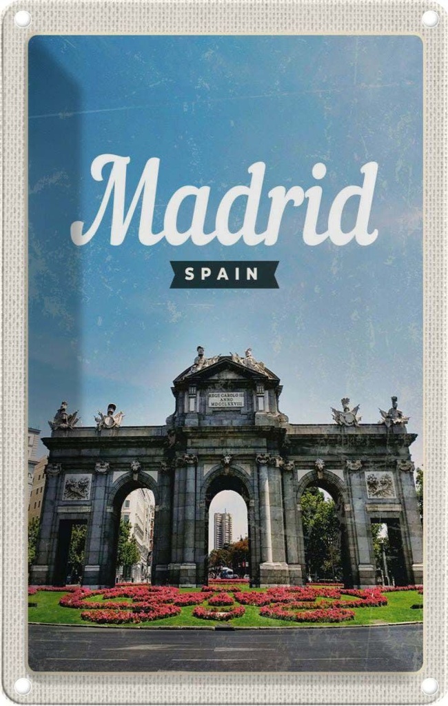 [LA-1782072] Blechschild 18x12 cm Madrid Spain Retro Poster Errinerungen Bildmotiv Reisemotiv Abenteuer Reisen Urlaub