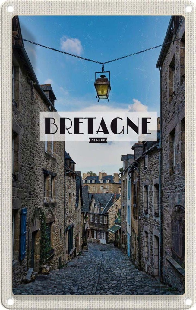 [LA-1782078] Blechschild 18x12 cm Bretagne France Altstadt Reiseziel Bildmotiv Reisemotiv Abenteuer Reisen Urlaub