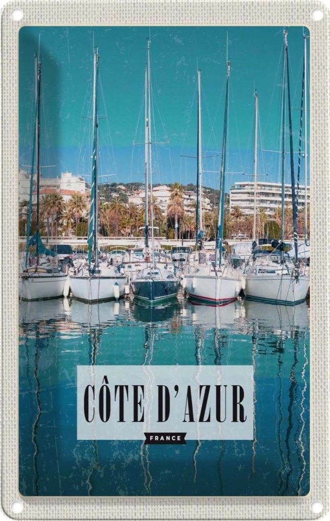 [LA-1782079] Blechschild 18x12 cm cote d'azur FranceMeer Bildmotiv Reisemotiv Abenteuer Reisen Urlaub