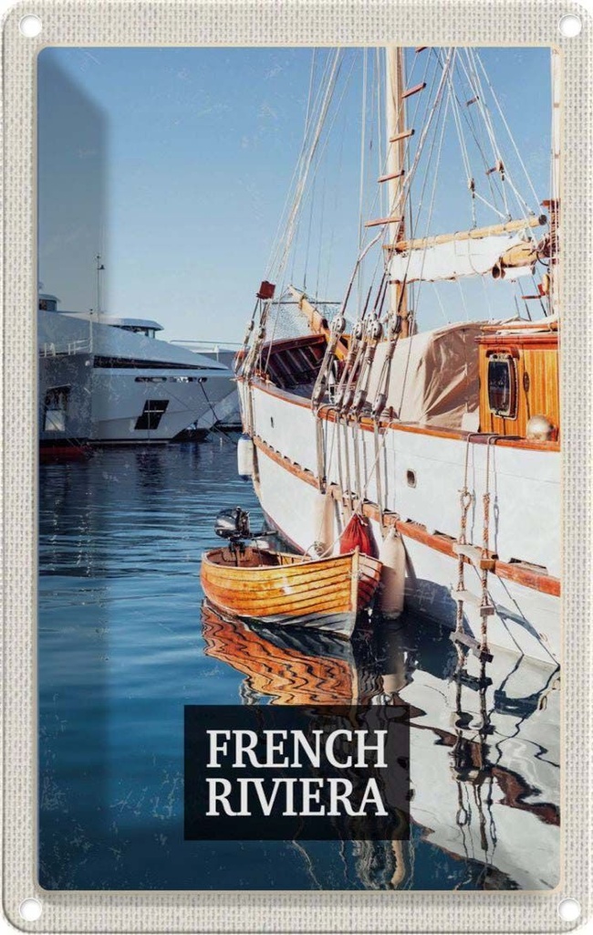 [LA-1782081] Blechschild 18x12 cm French Rivierasort Retro Bildmotiv Reisemotiv Abenteuer Reisen Urlaub