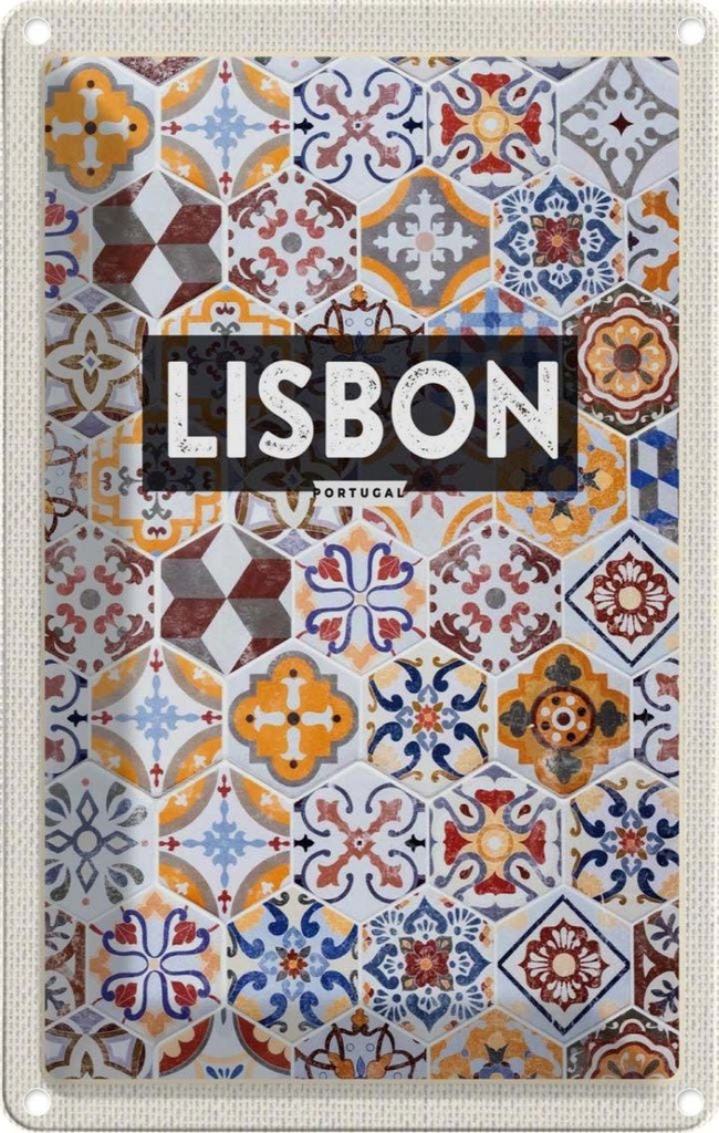 [LA-1782082] Blechschild 18x12 cm Lisbon Portugal Mosaik Kunst Bildmotiv Reisemotiv Abenteuer Reisen Urlaub