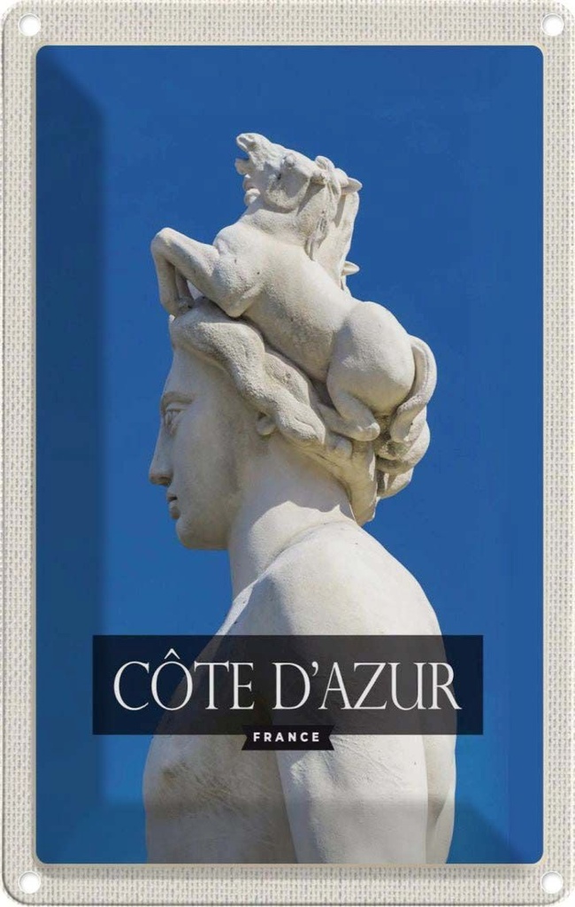 [LA-1782091] Blechschild 18x12 cm cote d'azur Urlaub der fontaine du soleil Bildmotiv Reisemotiv Abenteuer Reisen