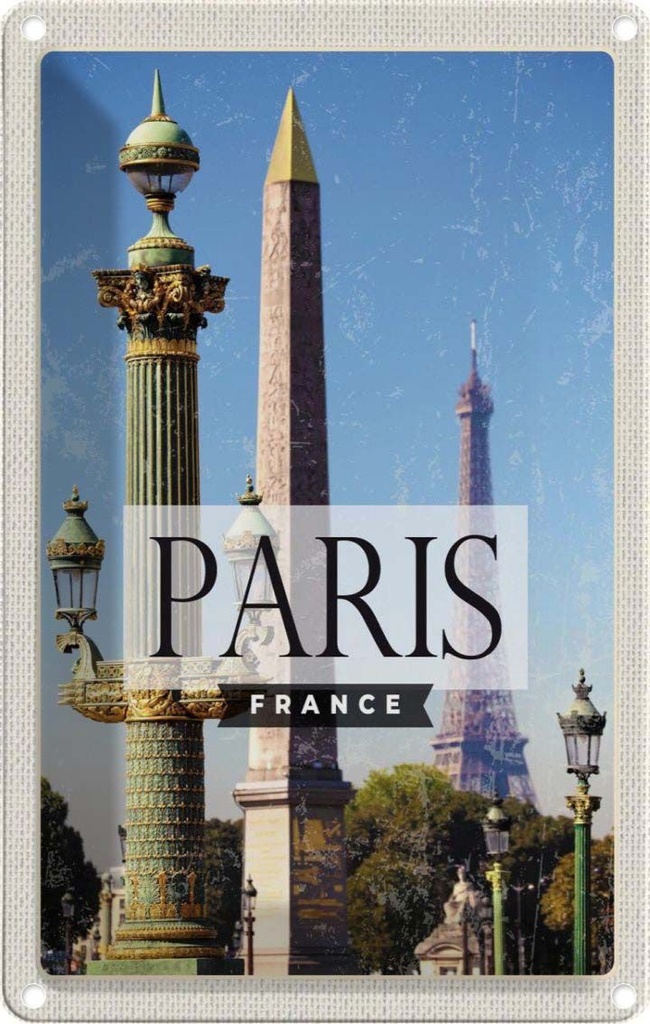 [LA-1782098] Blechschild 18x12 cm Paris France Architektur Retro Bildmotiv Reisemotiv Abenteuer Reisen Urlaub Häuser