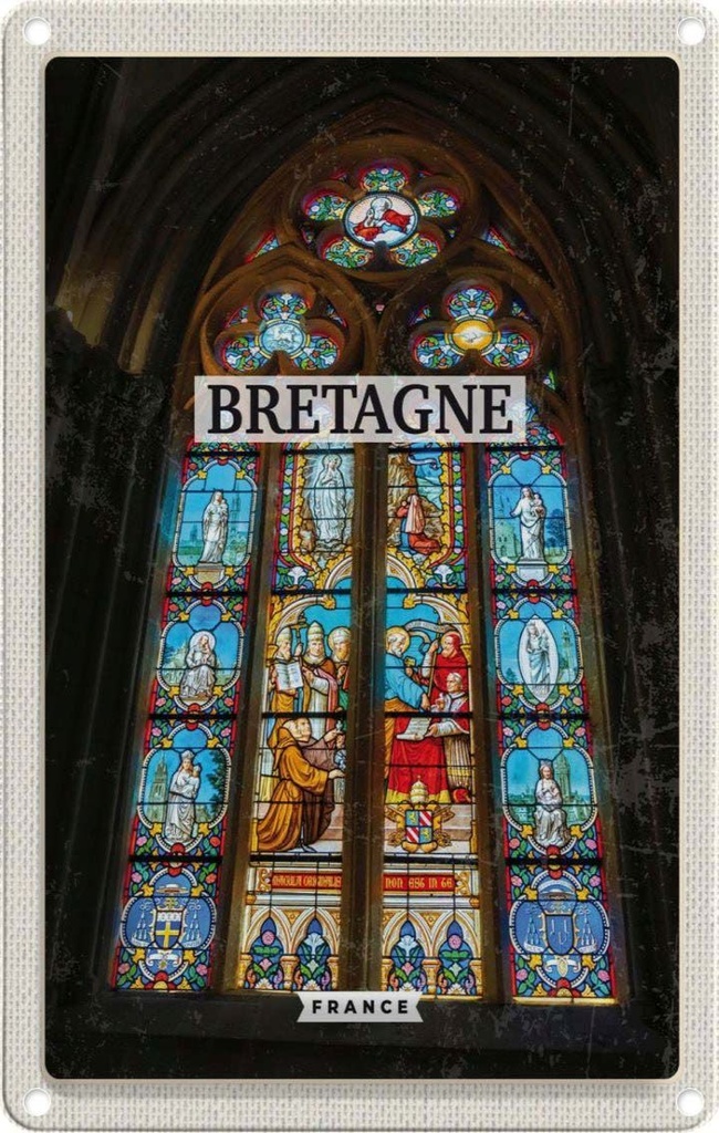 [LA-1782101] Blechschild 18x12 cm Bretagne France Kapelle Reiseziel Bildmotiv Reisemotiv Abenteuer Reisen Urlaub