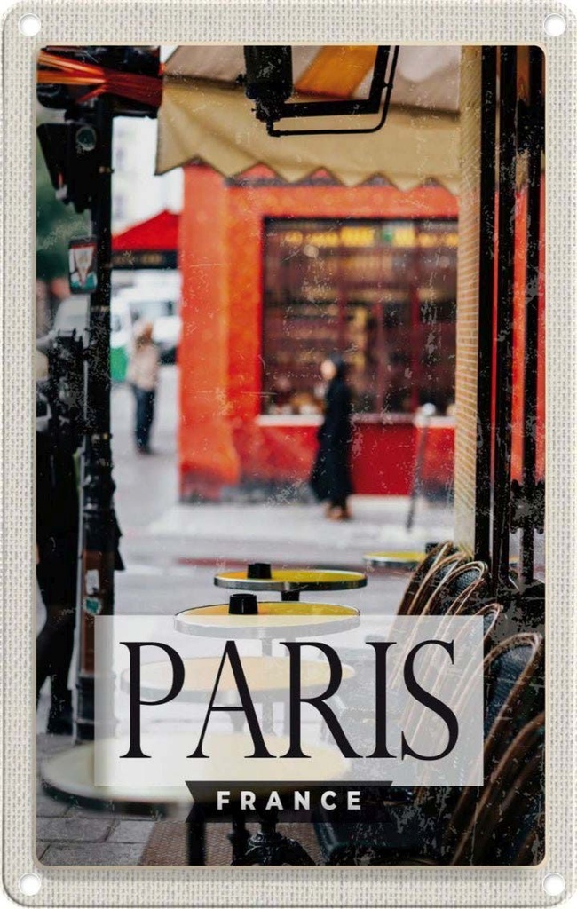[LA-1782104] Blechschild 18x12 cm Paris France Reisziel Stadt Cafe Bildmotiv Reisemotiv Abenteuer Reisen Urlaub