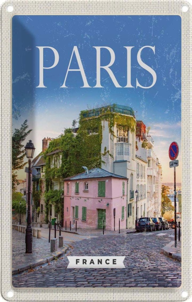 [LA-1782109] Blechschild 18x12 cm Paris France Architektur Bildmotiv Reisemotiv Abenteuer Reisen Urlaub Häuser
