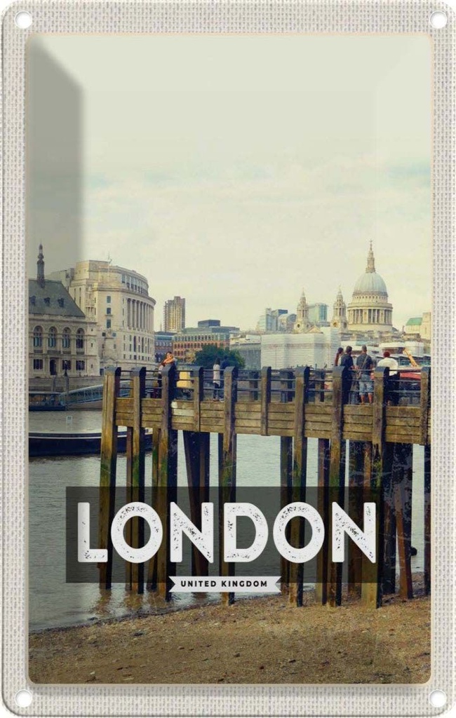 [LA-1782112] Blechschild 18x12 cm London Architektur Geschenk Bildmotiv Reisemotiv Abenteuer Reisen Urlaub Häuser