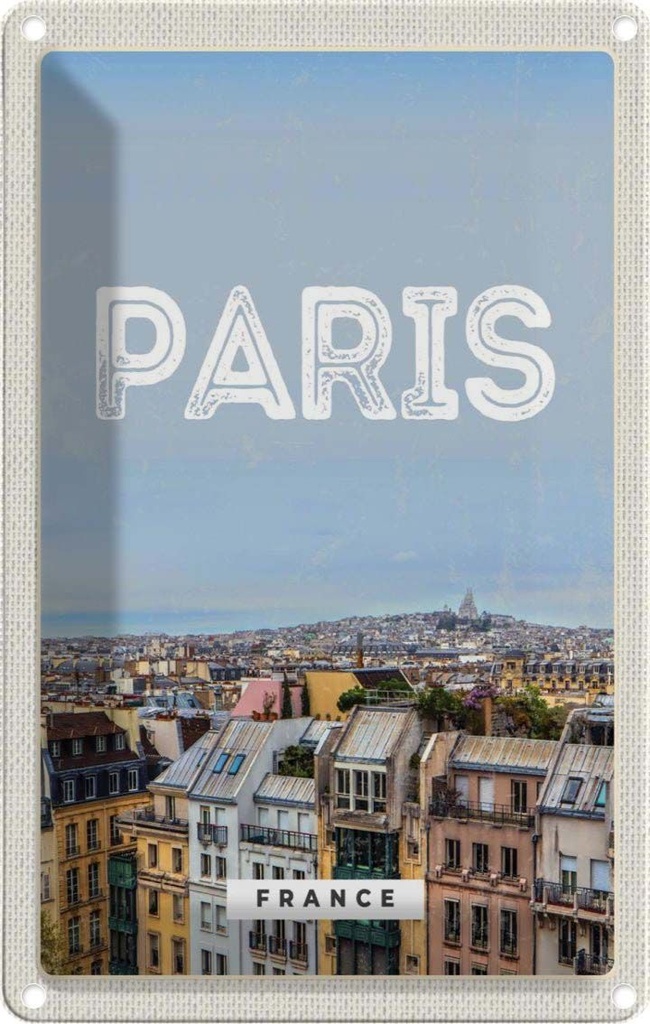 [LA-1782119] Blechschild 18x12 cm Paris Panorama Blick Stadt Bildmotiv Reisemotiv Abenteuer Reisen Urlaub