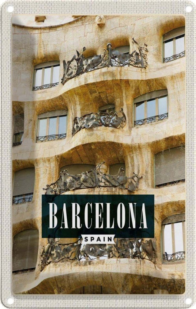 [LA-1782126] Blechschild 18x12 cm Barcelona Spanien Architeltur Bildmotiv Reisemotiv Abenteuer Reisen Urlaub