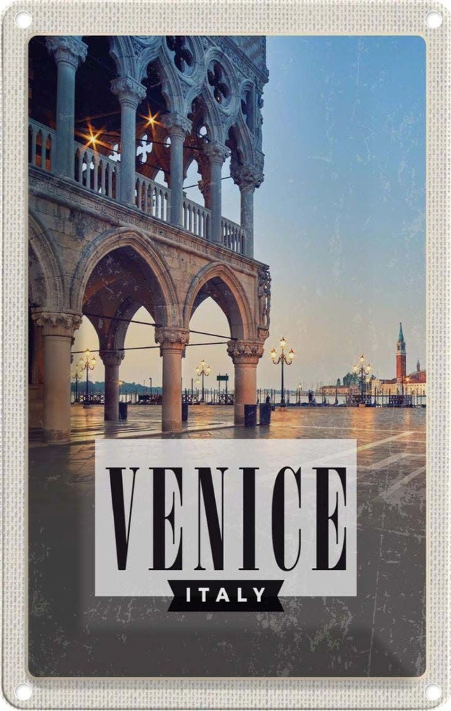 [LA-1782130] Blechschild 18x12 cm Venice Venedig Panorama Poster Bildmotiv Reisemotiv Abenteuer Reisen Urlaub