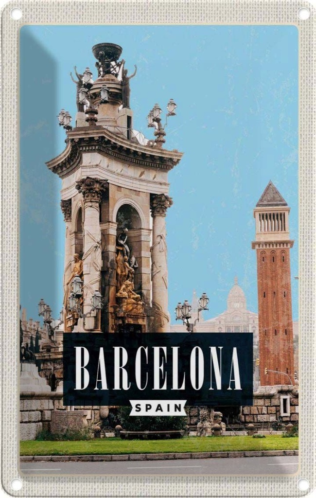 [LA-1782136] Blechschild 18x12 cm Barcelona Spanien Architektur Bild Bildmotiv Reisemotiv Abenteuer Reisen Urlaub Häuser