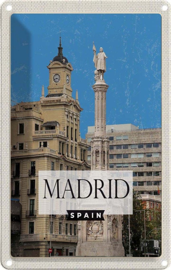 [LA-1782138] Blechschild 18x12 cm Madrid Spanien Panorama Bildmotiv Reisemotiv Abenteuer Reisen Urlaub