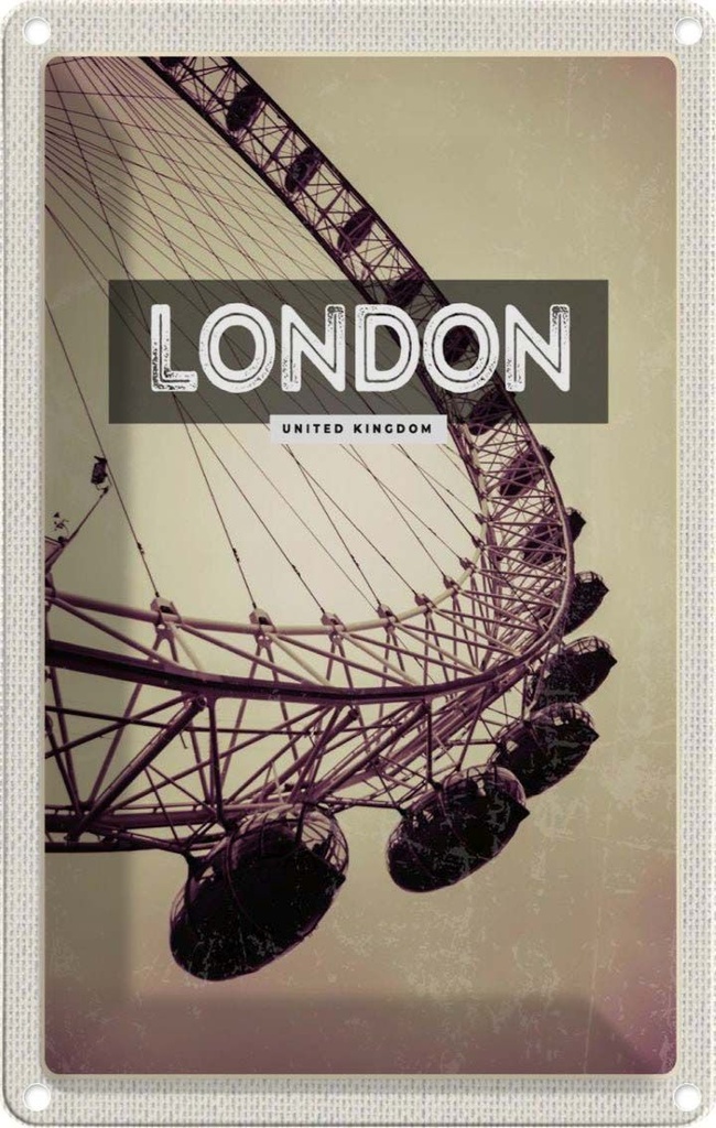 [LA-1782142] Blechschild 18x12 cm London England Eye Reise Bildmotiv Reisemotiv Abenteuer Reisen Urlaub