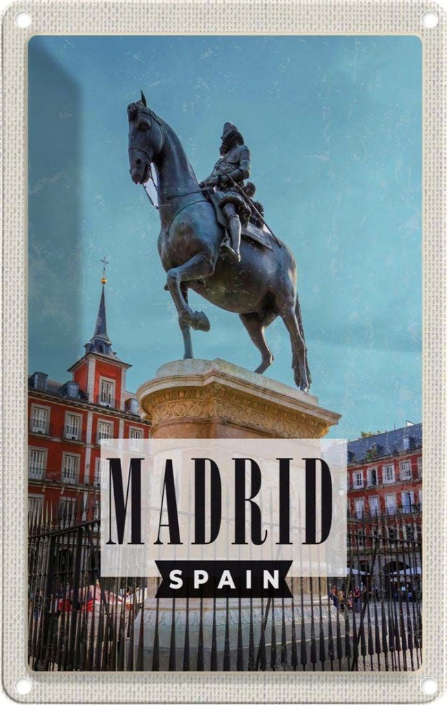 [LA-1782143] Blechschild 18x12 cm Madrid Spanien Panorama Bildmotiv Reisemotiv Abenteuer Reisen Urlaub