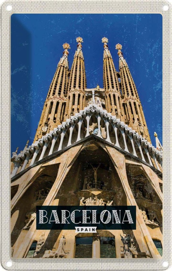 [LA-1782146] Blechschild 18x12 cm Barcelona Spanien Reiseziel Trip Bildmotiv Reisemotiv Abenteuer Reisen Urlaub