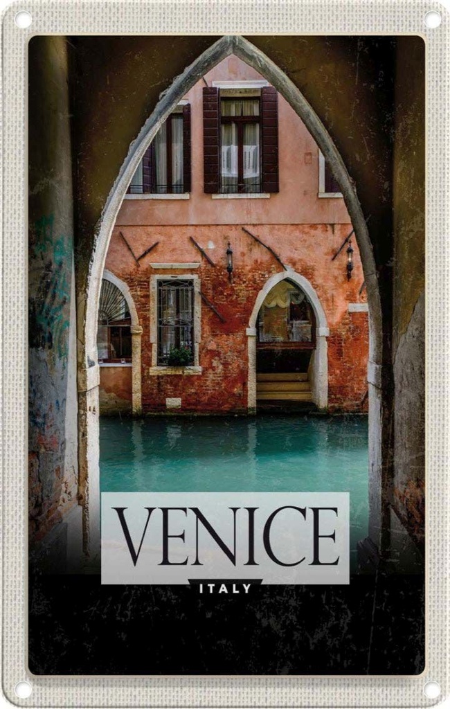[LA-1782150] Blechschild 18x12 cm Venice Italien Fluss Panorama Bildmotiv Reisemotiv Abenteuer Reisen Urlaub