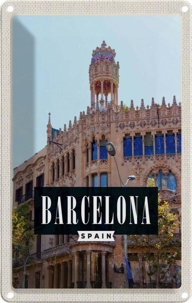 [LA-1782155] Blechschild 18x12 cm Barcelona Spanien Sargrada Reise Bildmotiv Reisemotiv Abenteuer Reisen Urlaub