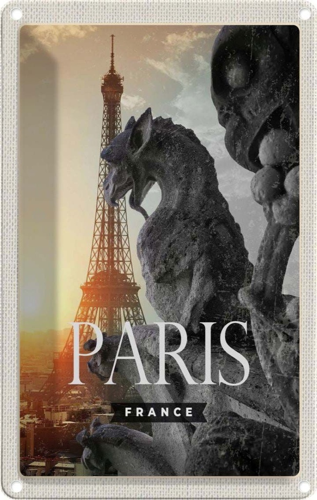 [LA-1782158] Blechschild 18x12 cm Paris Frankreich Eifelturm Drachen Abenteuer Reisen Urlaub