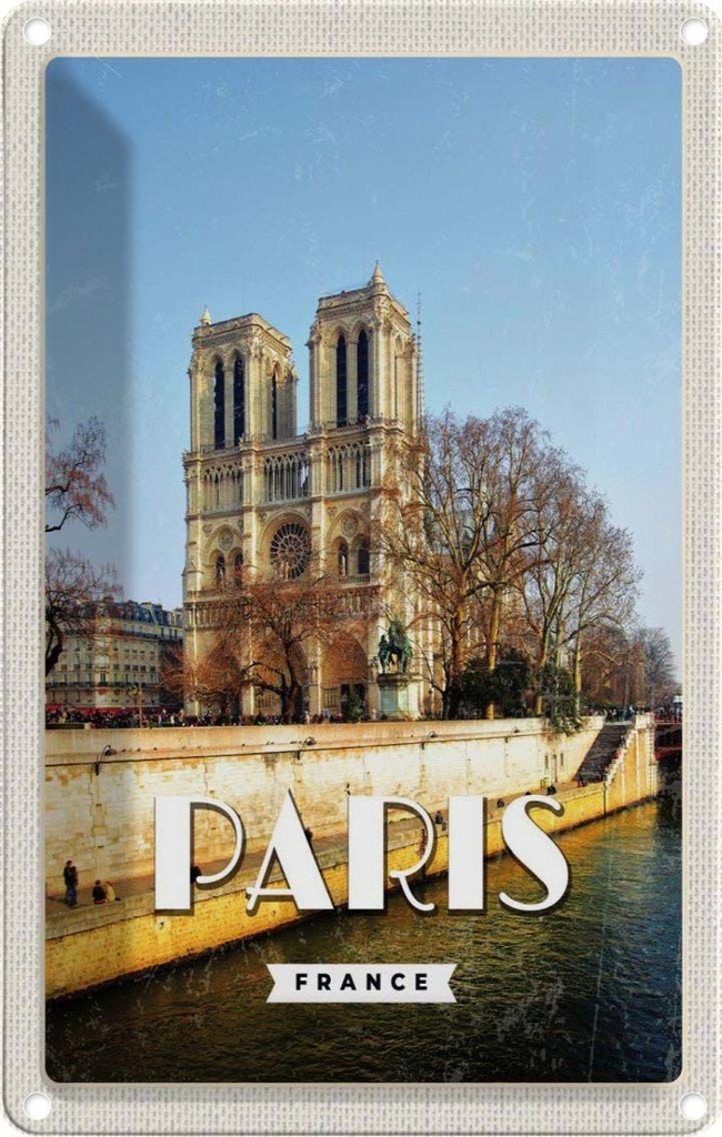 [LA-1782162] Blechschild 18x12 cm Paris Frankreich Notre-Dame Reise Bildmotiv Reisemotiv Abenteuer Reisen Urlaub