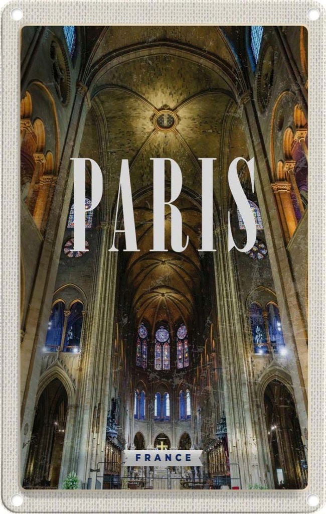 [LA-1782169] Blechschild 18x12 cm Paris Frankreich Innere Notre-Dame Abenteuer Reisen Urlaub