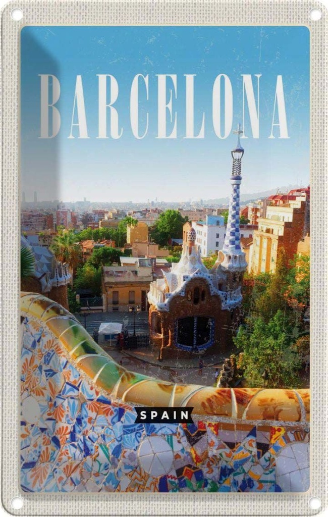 [LA-1782170] Blechschild 18x12 cm Barcelona Spanien Reise La Pedrera Bildmotiv Reisemotiv Abenteuer Reisen Urlaub