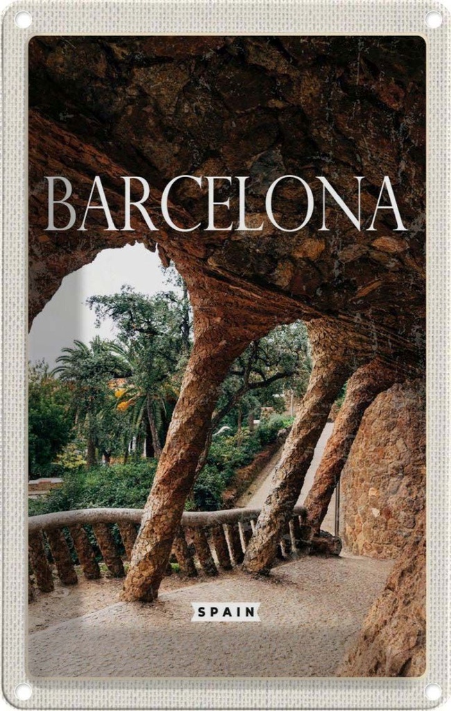 [LA-1782179] Blechschild 18x12 cm Barcelona SpanienPark Bildmotiv Reisemotiv Abenteuer Reisen Urlaub