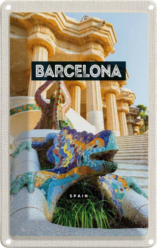 [LA-1782185] Blechschild 18x12 cm Barcelona Spanien Park Trip Bildmotiv Reisemotiv Abenteuer Reisen Urlaub