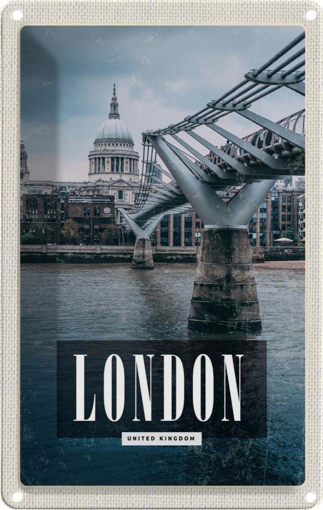 [LA-1782186] Blechschild 18x12 cm London UK Jahrtausendbrücke Aussicht Bildmotiv Reisemotiv Abenteuer Reisen Urlaub