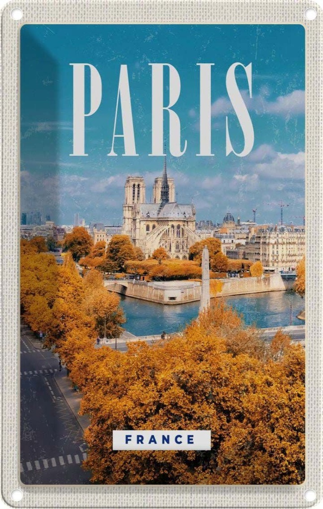 [LA-1782187] Blechschild 18x12 cm Paris Frankreich Sein Notre-Dame Abenteuer Reisen Urlaub