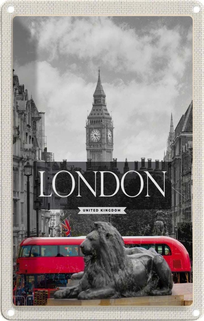 [LA-1782188] Blechschild 18x12 cm London England Big-Ben schwarz weiß Bildmotiv Reisemotiv Abenteuer Reisen Urlaub