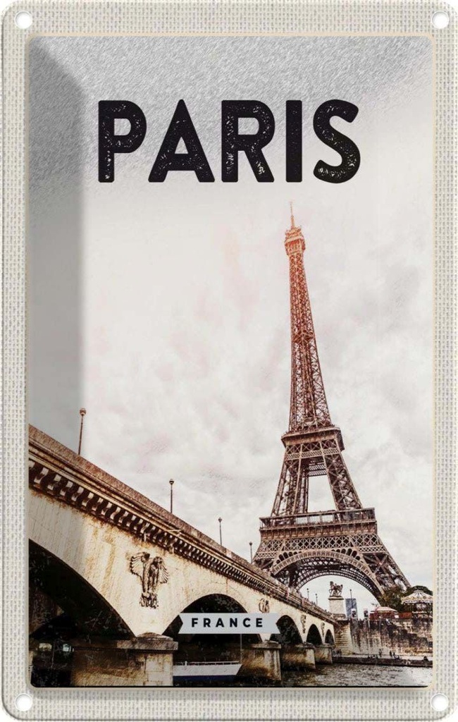 [LA-1782190] Blechschild 18x12 cm Paris Frankreich Eiffelturm Tourismus Abenteuer Reisen Urlaub