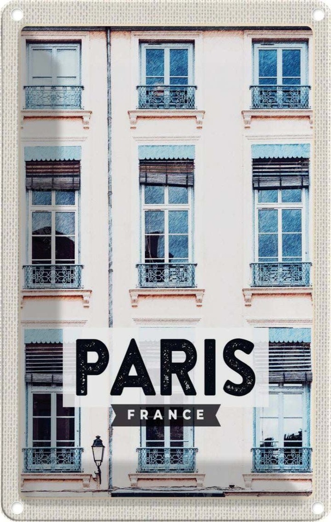 [LA-1782192] Blechschild 18x12 cm Paris Frankreich Architektur Stadt Häuser
