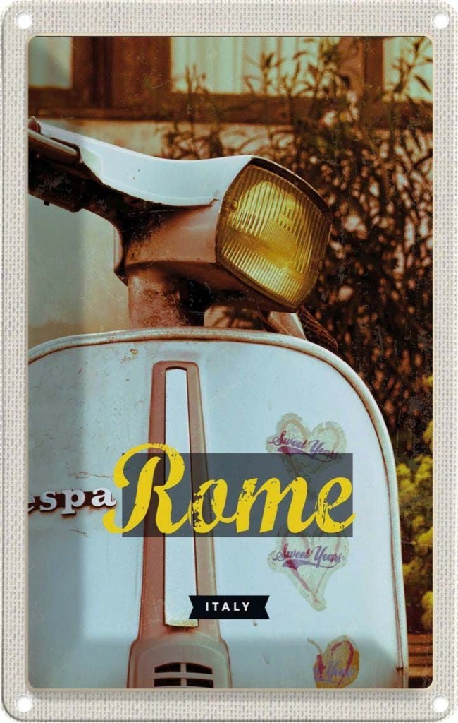 [LA-1782196] Blechschild 18x12 cm Rom Italien Reise Motor Panorama Bildmotiv Reisemotiv Abenteuer Reisen Urlaub