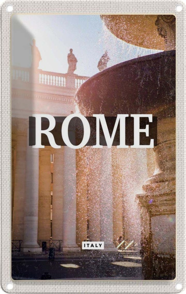 [LA-1782197] Blechschild 18x12 cm Rom Italien Brunnen Mittelalter Bildmotiv Reisemotiv Abenteuer Reisen Urlaub